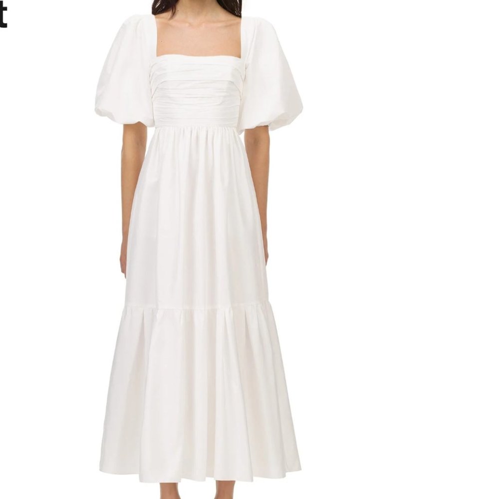 Self Portrait White Tafetta Midi Dress